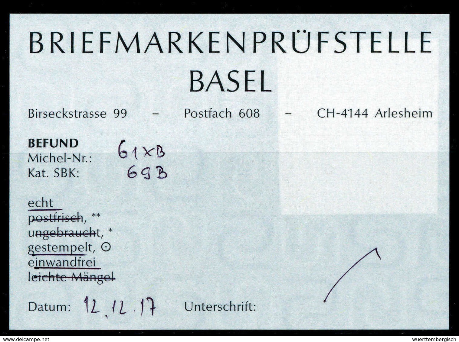 Gest. 40 C., Zähnung 9 3/4 : 9 1/4, Tadellos Gestplt. Seltene Marke, Fotobefund Eichele. (SBK 69B)<br/><b>Katalogpreis:  - Other & Unclassified