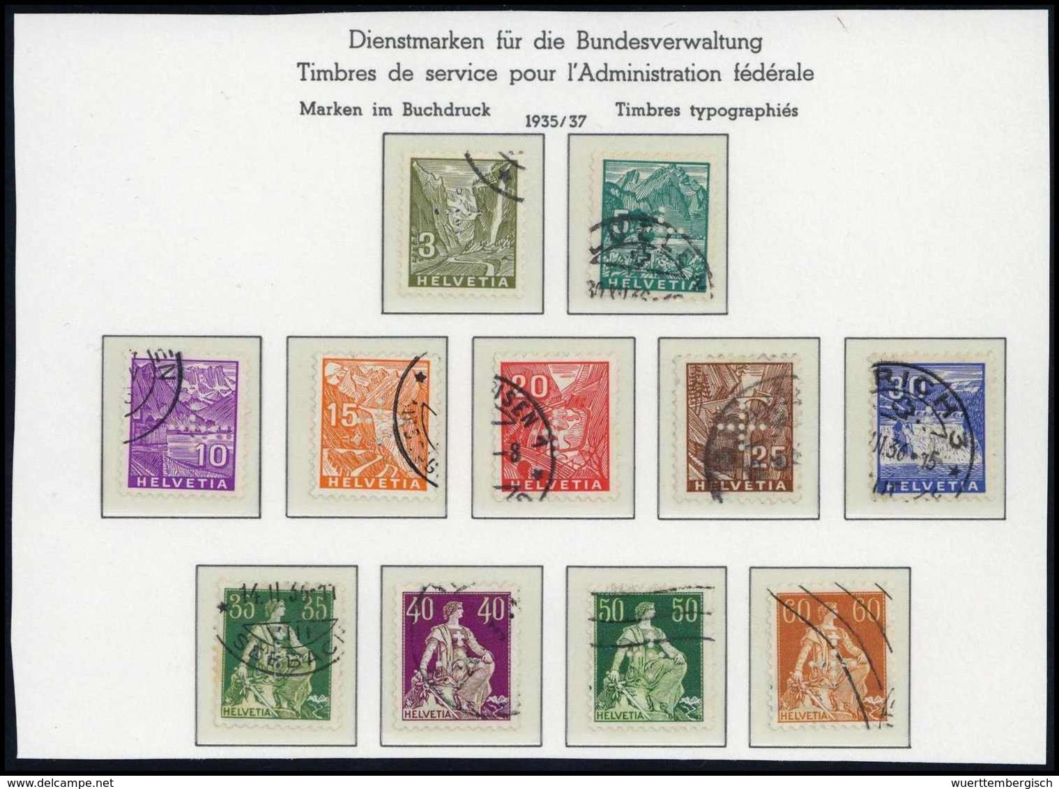 Gest. 1935, 3 C.-2 Fr., Gestplt. Serie (50 Und 60 C. Maschinenstempel).<br/><b>Katalogpreis: 600,-</b> (Michel: 1/18) - Altri & Non Classificati