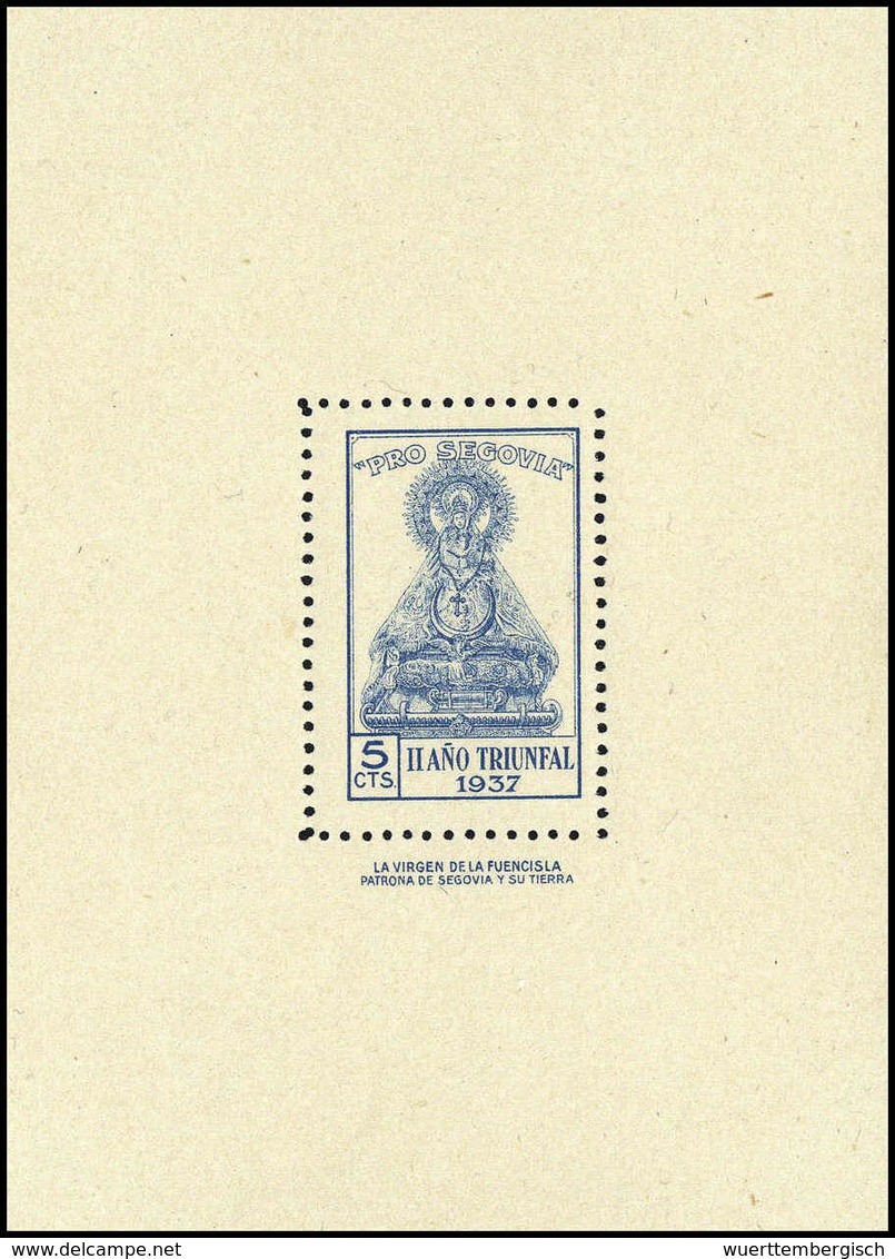 ** 1937, 5 C., Madonna Von Fuencisla, Drei Gedenkausgaben In Blockform (89 X 120mm) In Den Farben Blau, Braunrot Und Grü - Other & Unclassified