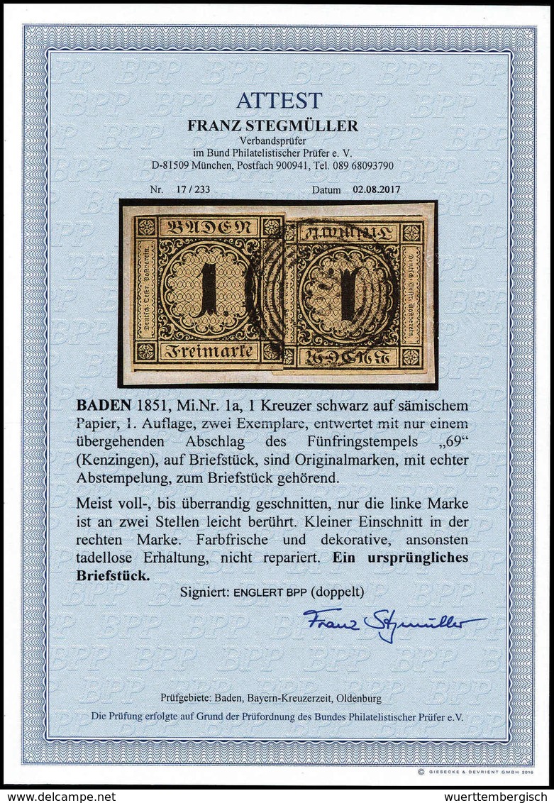 Briefst. 1 Kr., Zwei Ausgezeichnet Farbfrische, Meist Voll- Bis Breitrandig Geschnittene Exemplare Als "Tête-Beche-Paar" - Other & Unclassified