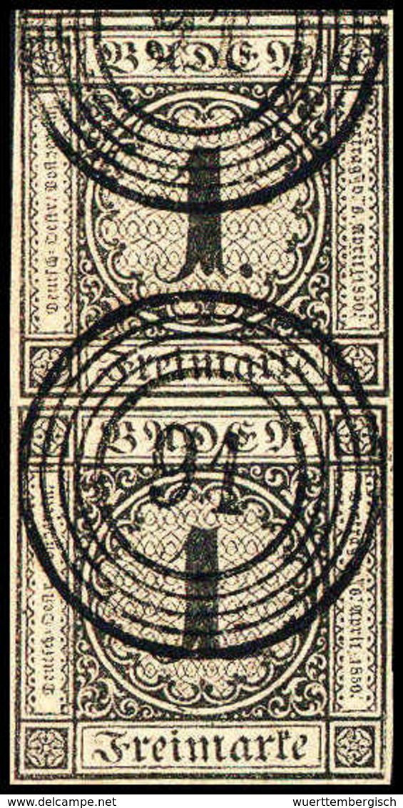 Gest. 1 Kr., Prachtvoll Groß Geschnittenes, Senkr. Luxuspaar Mit Teilen Von Nebenmarken, Gestochen Klar Und Zentr. Aufge - Altri & Non Classificati