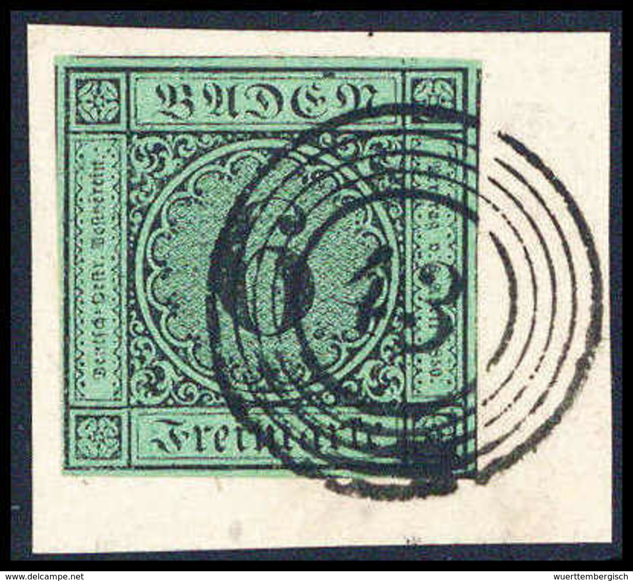 Briefst. 6 Kr., Vollrandiges Luxus-Bfstk. Mit Schönem Stempel "43" FREIBURG, Sign. Bloch.<br/><b>Katalogpreis: 110,-</b> - Other & Unclassified