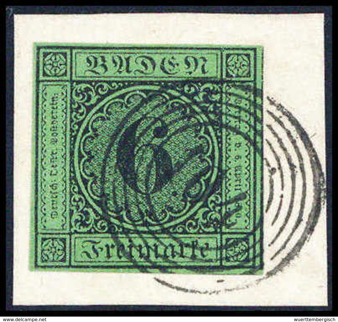 Briefst. 6 Kr., Schönes Luxus-Bfstk. Mit Klarem Stempel "104" OFFENBURG. (Michel: 3b) - Sonstige & Ohne Zuordnung