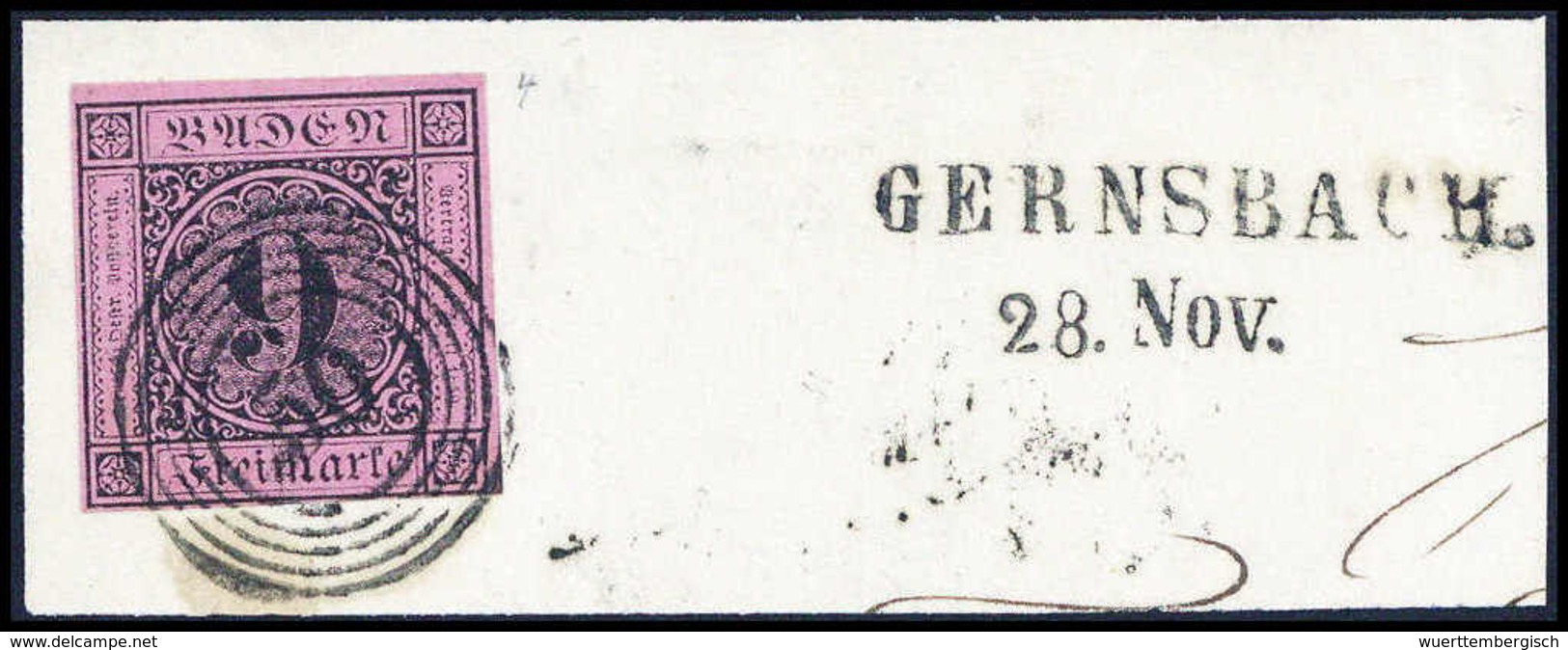 Briefst. 9 Kr., Tiefe Farbe Der Letztauflage, Luxus-Bfstk. Mit Schönem Stempel "50" GERNSBACH. (Michel: 4b) - Other & Unclassified