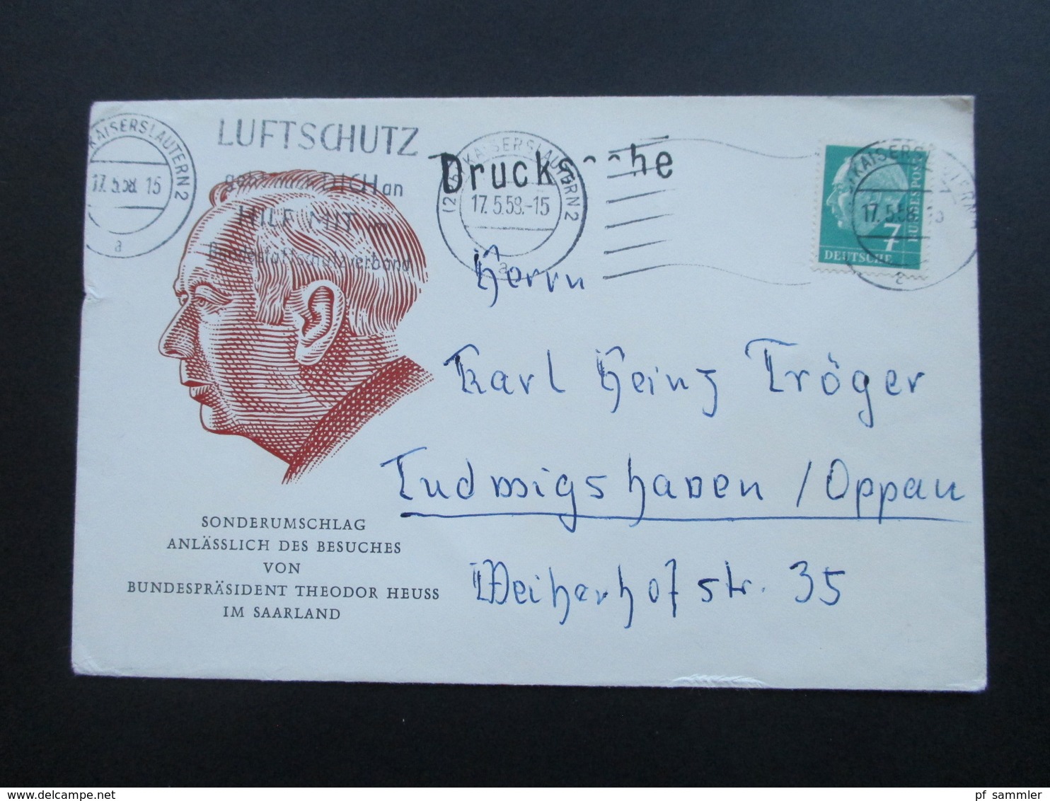 BRD 1958 Heuss I Nr. 181 EF Sonderumschlag Theodor Heuss Besuch Im Saarland - Briefe U. Dokumente