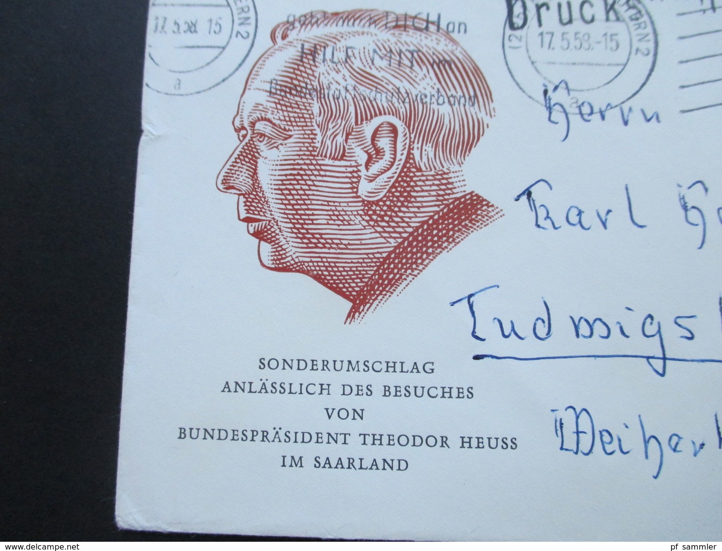 BRD 1958 Heuss I Nr. 181 EF Sonderumschlag Theodor Heuss Besuch Im Saarland - Briefe U. Dokumente