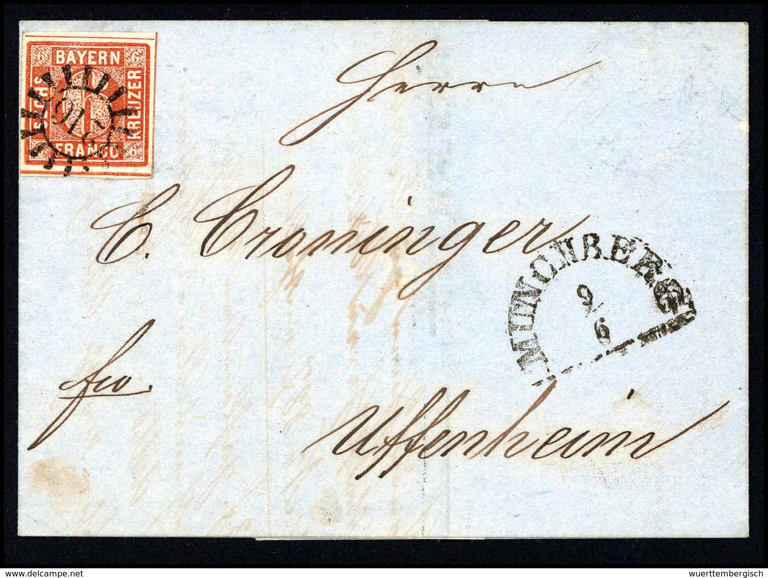 Beleg 6 Kr., Kab.-Brief Mit Klarem Stempel "216" MÜNCHBERG Und Beiges. HK. (Michel: 4II) - Autres & Non Classés