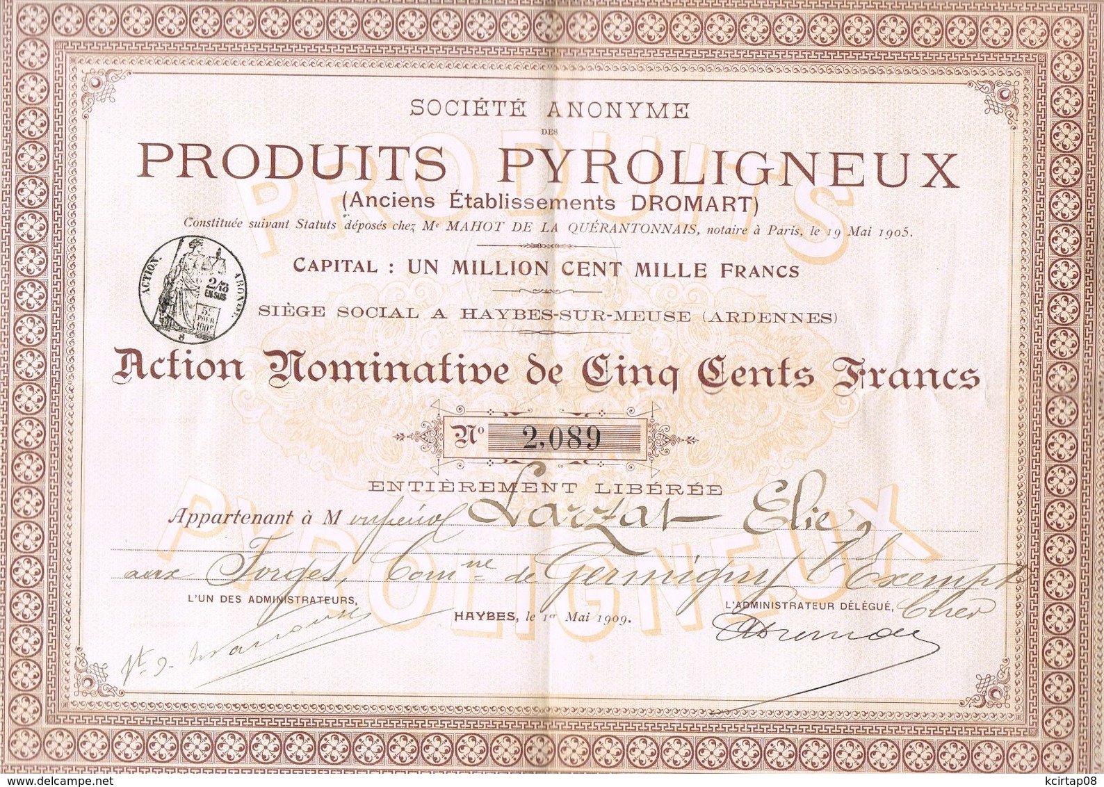 Produits Pyroligneux . HAYBES . Anciens Etablissements DROMART . - Industrie