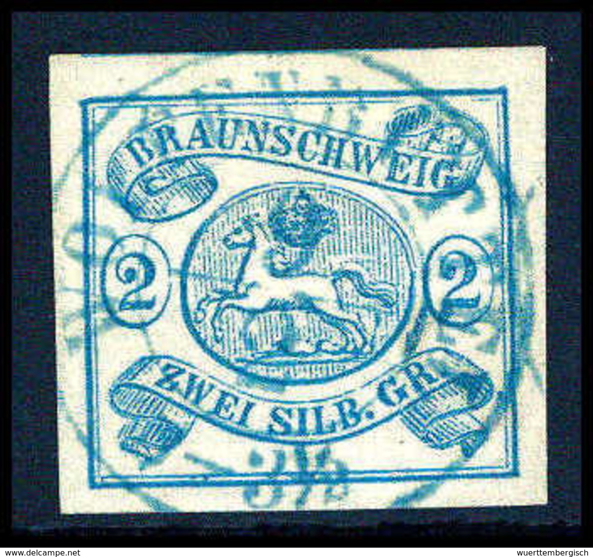 Gest. 2 Sgr., Außergewöhnlich Breitrandiges Luxusstück Mit Genau Zentr. Und Gerade Aufges. K2 WOLFENBÜTTEL In Blau. Ausn - Autres & Non Classés