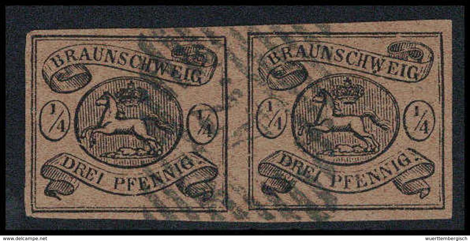 Gest. ¼ Ggr., Waagr. Kab.-Paar Mit Zentr. Klarem Stempel "47" WOLFENBÜTTEL, Fotobefund Lange BPP.<br/><b>Katalogpreis: 9 - Autres & Non Classés