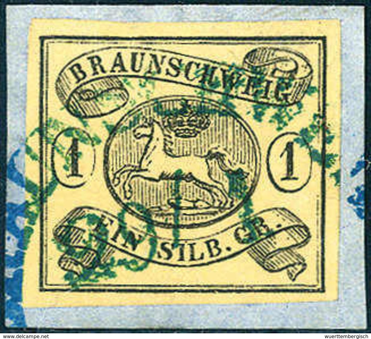 Briefst. 1 Sgr., Verkehrtes Wz., Luxus-Bfstk. Mit Blauem HK BRAUNSCHWEIG.<br/><b>Katalogpreis: 120,-+</b> (Michel: 6aY) - Other & Unclassified