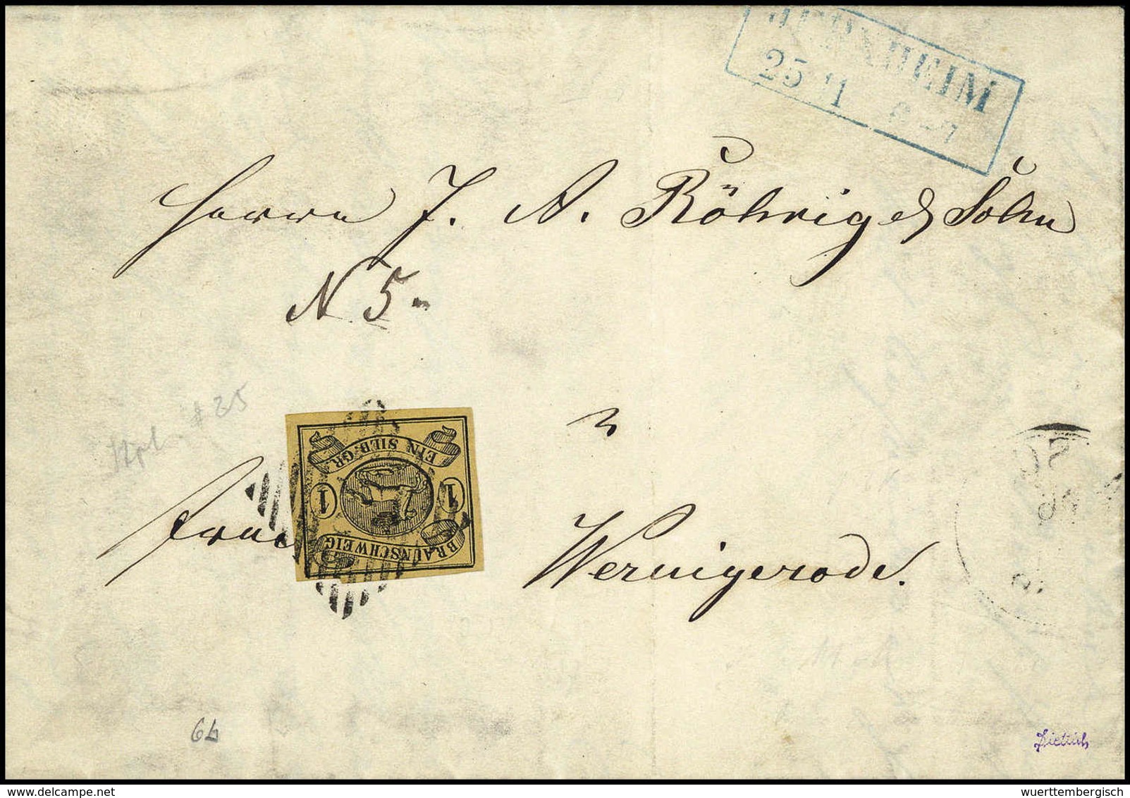 Beleg 1 Sgr., Schöner Weißer Kab.-Brief Mit Stempel "25" JERXHEIM, Sign. Dietrich.<br/><b>Katalogpreis: 200,-+</b> (Mich - Altri & Non Classificati