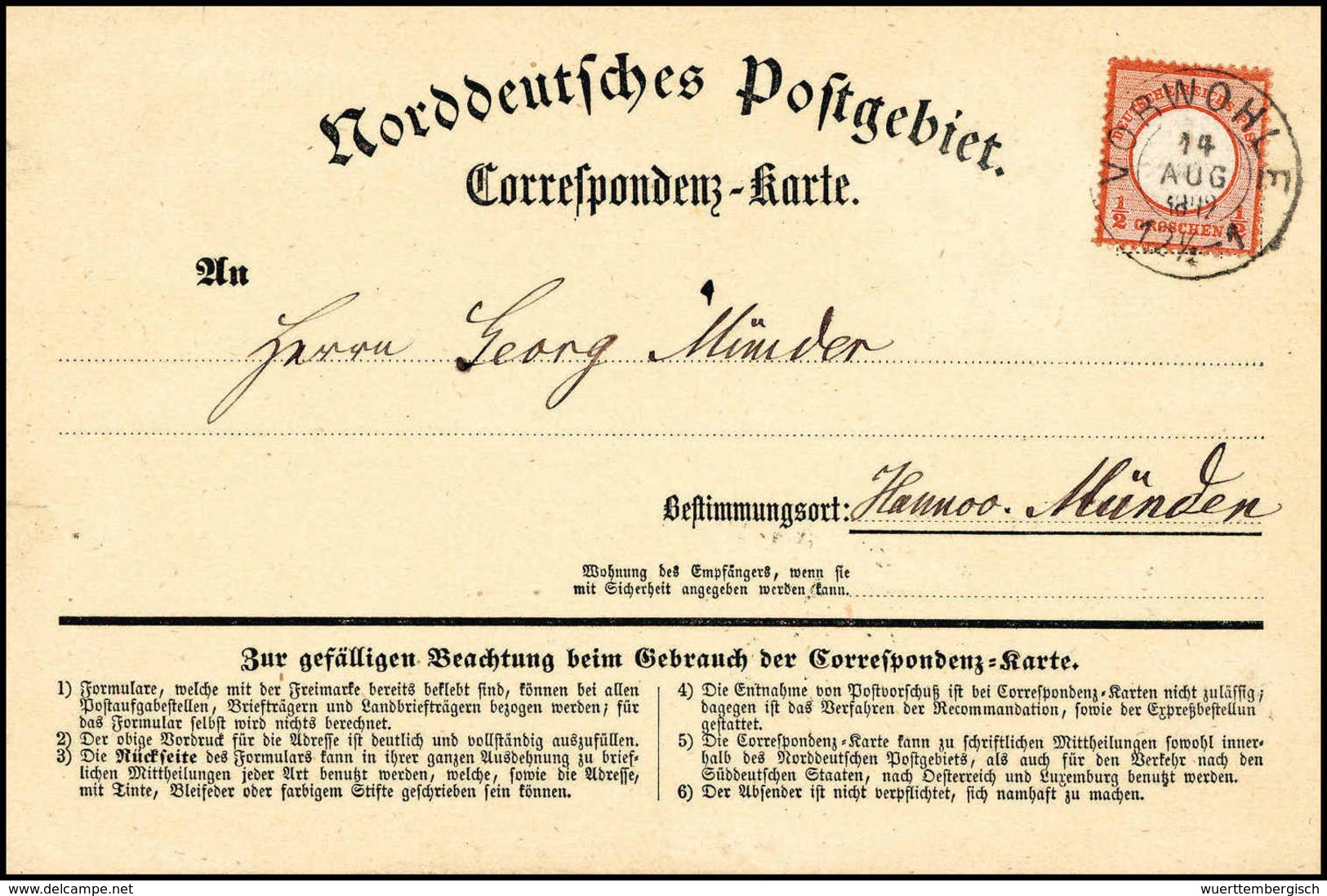 Beleg VORWOHLE, K2 Ideal Auf Schöner NDP-Postkarte DR ½ Gr. (Michel: DR3) - Autres & Non Classés