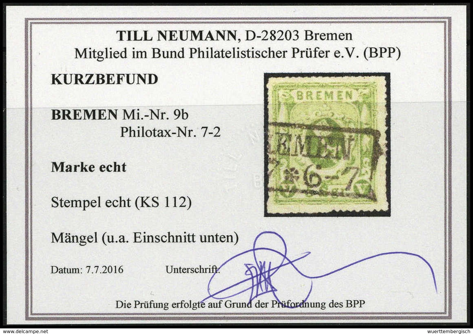 Gest. 5 Sgr., Farbfrisches Und Besonders Schön Gestplt. Exemplar (unten Kl. Einschnitt), Befund Neumann BPP.<br/><b>Kata - Other & Unclassified