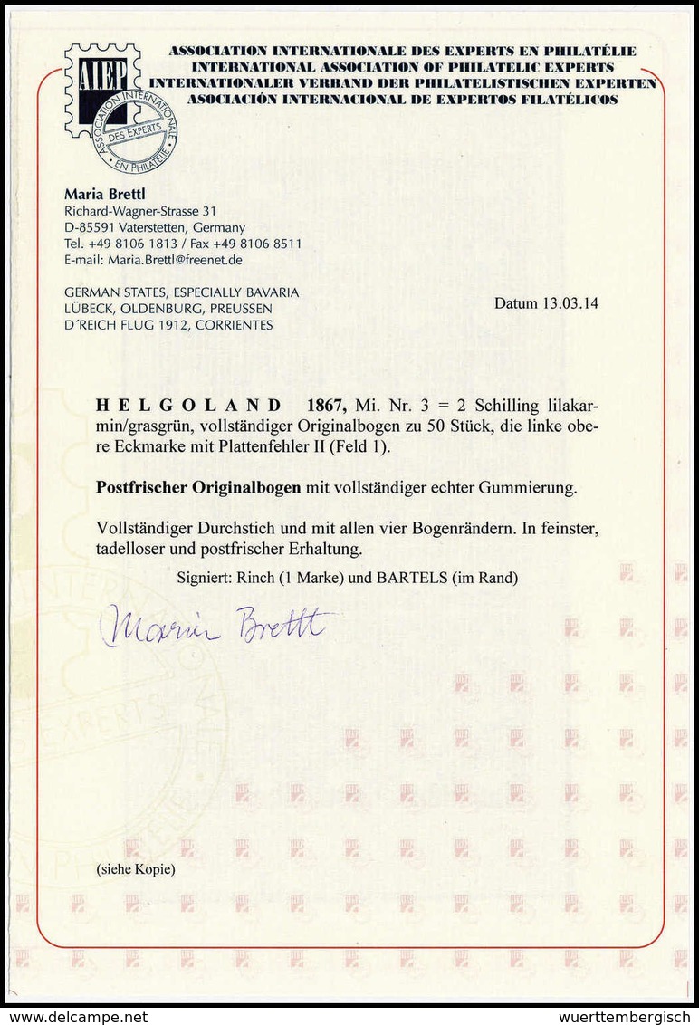 ** 2 Sch., Völlig Postfr. Luxus-Originalbogen Zu 50 Werten Mit Allen Rändern, Auf Bogenfeld 1 Mit Dem Plattenfehler II.  - Other & Unclassified