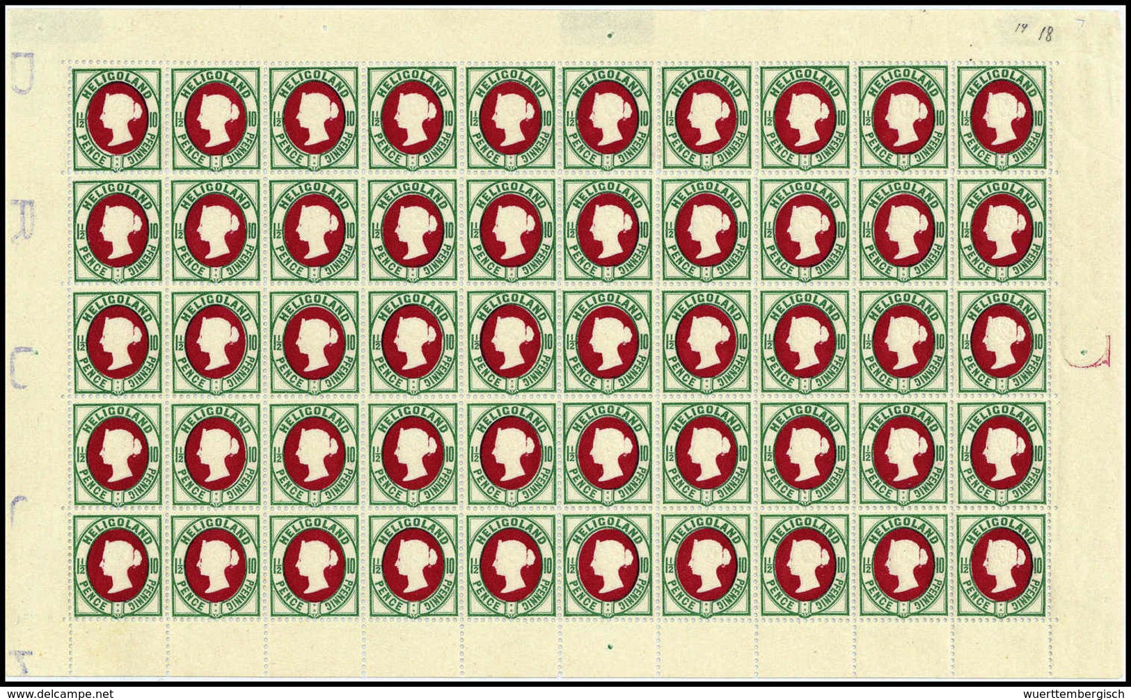 ** 10 Pfg., Tadellos Postfr. Originalbogen Zu 50 Marken Mit Den Vollst. Bogenrändern (oben Drei Falzreste). Selten, Sign - Altri & Non Classificati