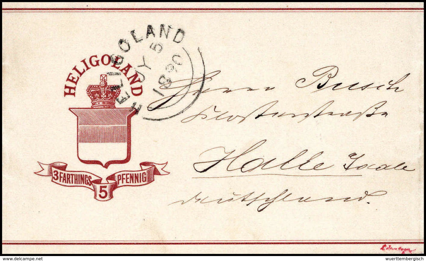 5 Pfg., Kab.-Streifband Mit Schönem Stempel HELIGOLAND 5/7 90, Sign. Lemberger.<br/><b>Katalogpreis: 150,-</b> (Michel:  - Sonstige & Ohne Zuordnung