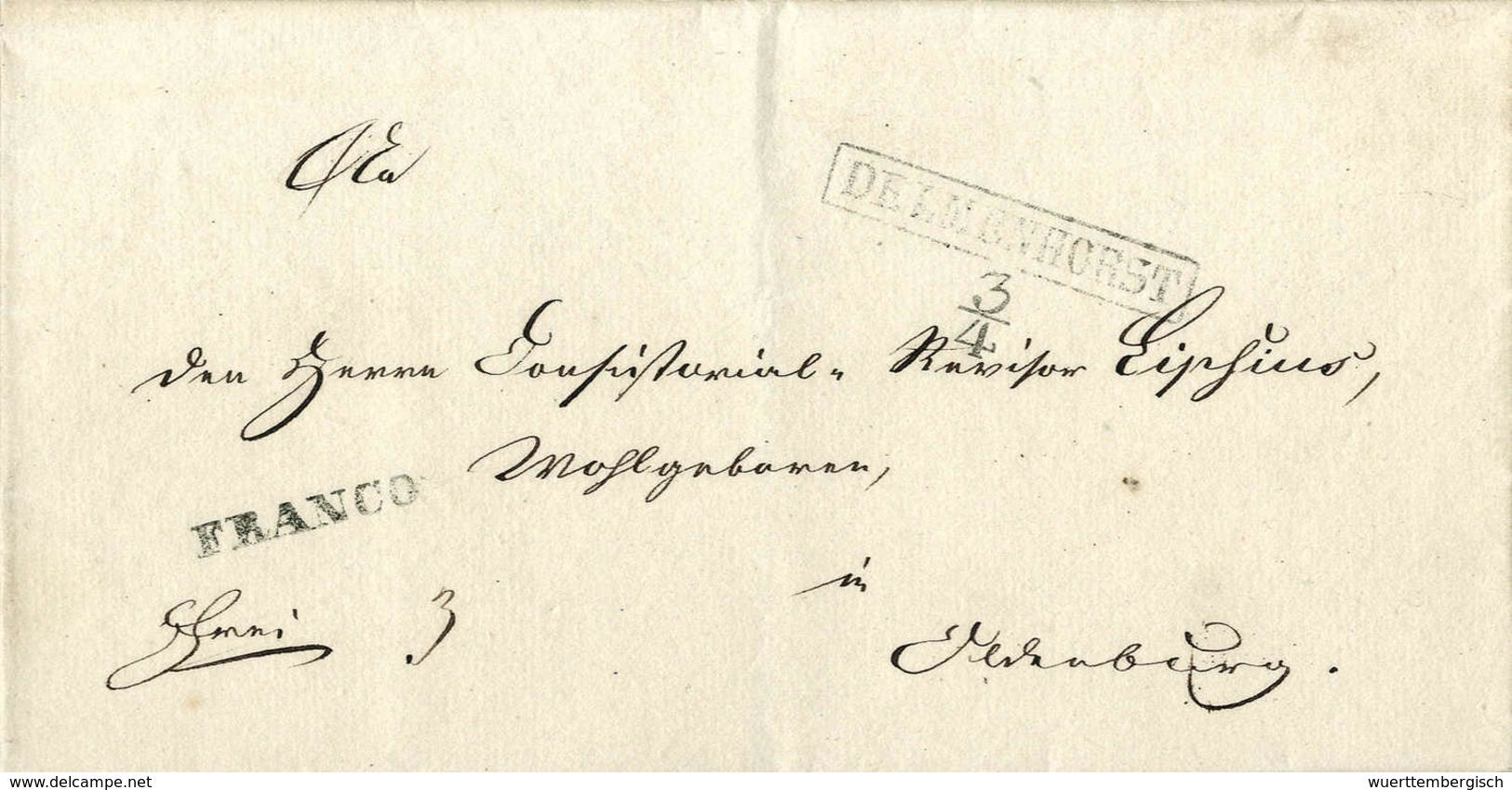 (1840) DELMENHORST, R1 Mit Zusätzl. Datumsstempel Sowie L1 FRANKO Auf Luxus-Briefhülle Nach Oldenburg. - Other & Unclassified