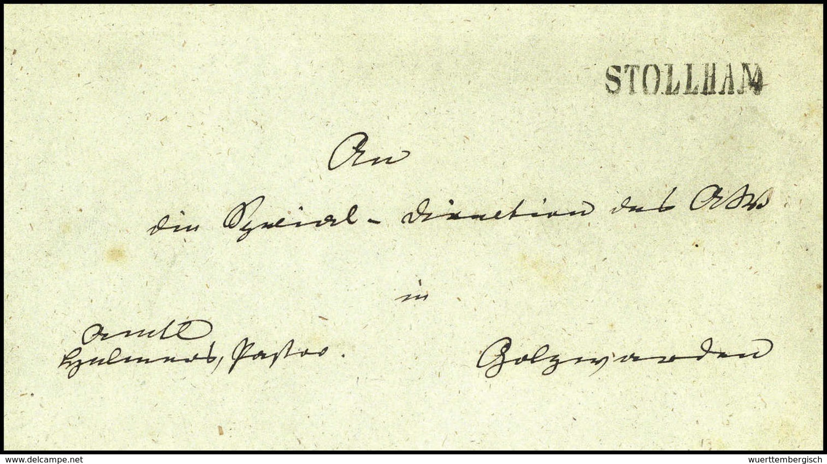 1853, STOLLHAM, Schwarzer L1 Ideal Auf Luxusbrief Nach Golzwarden. - Other & Unclassified