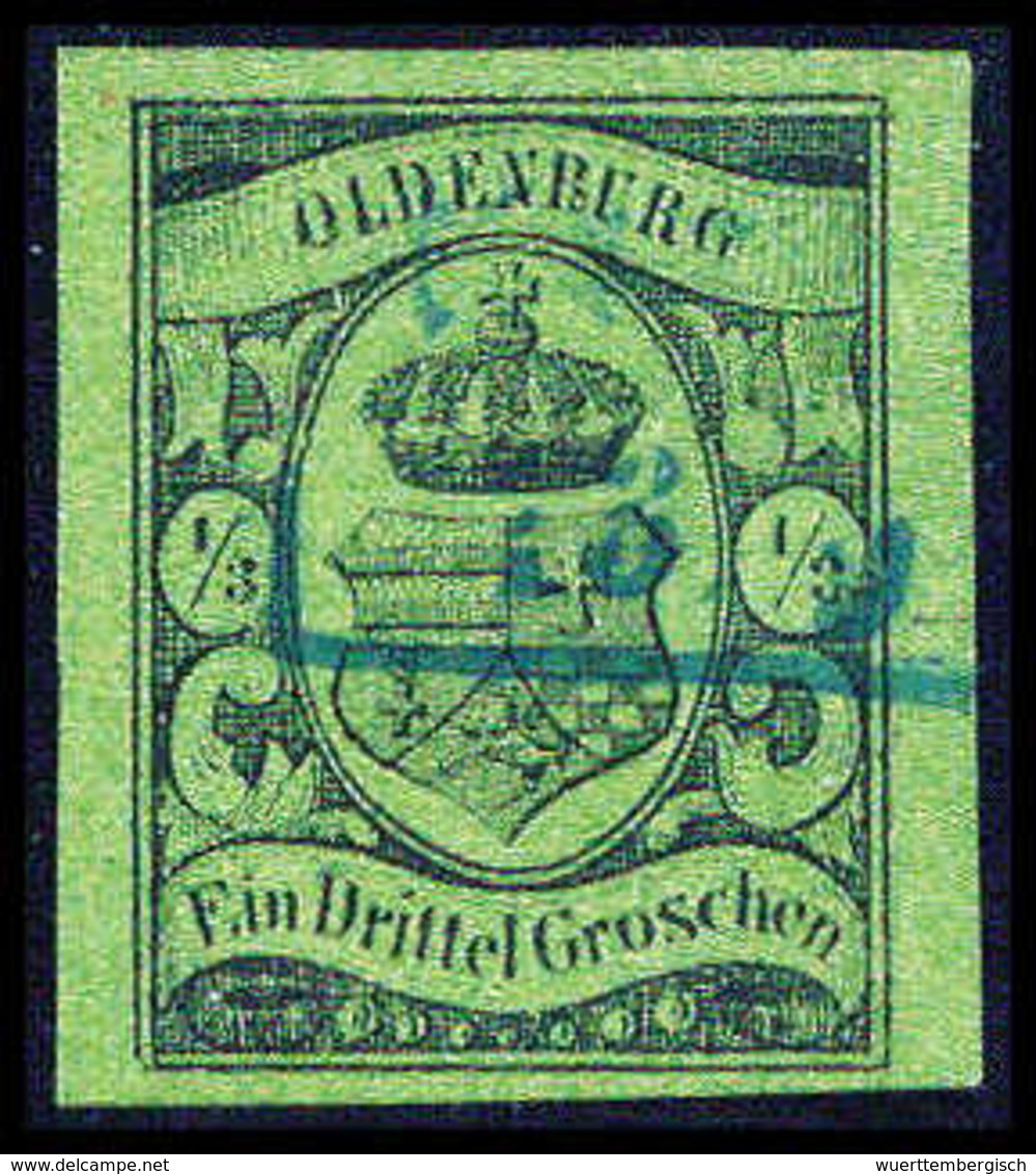 Gest. 1/3 Gr., Besonders Breitrandig Geschnittenes Luxusstück In Leuchtender Farbe Mit Blauem R2 VAREL. Ausnahme-Exempla - Autres & Non Classés