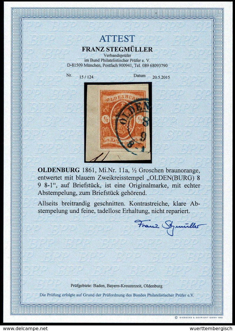 Briefst. ½ Gr., Luxus-Bfstk., Fotoattest Stegmüller BPP.<br/><b>Katalogpreis: 650,-</b> (Michel: 11a) - Autres & Non Classés
