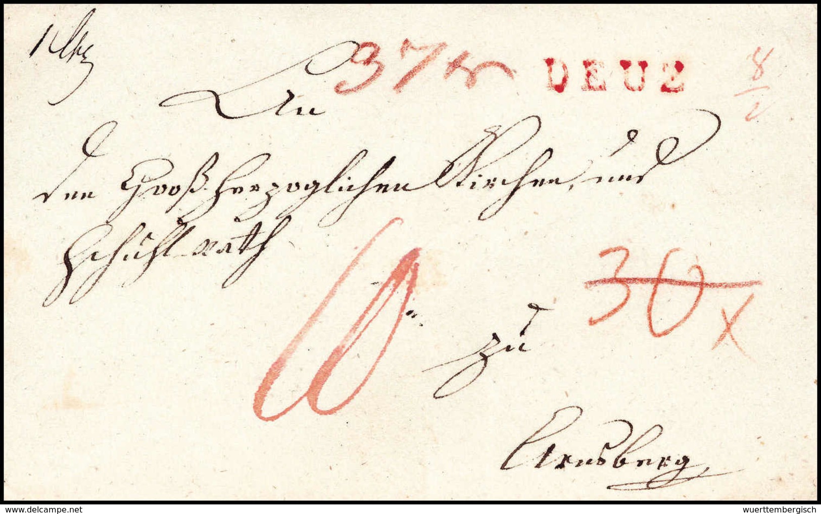 Beleg 1808, DEUZ, Roter L1 Mit Hs. Datum "8/2" Auf Austaxiertem Umschlag Nach Arnsberg. - Other & Unclassified