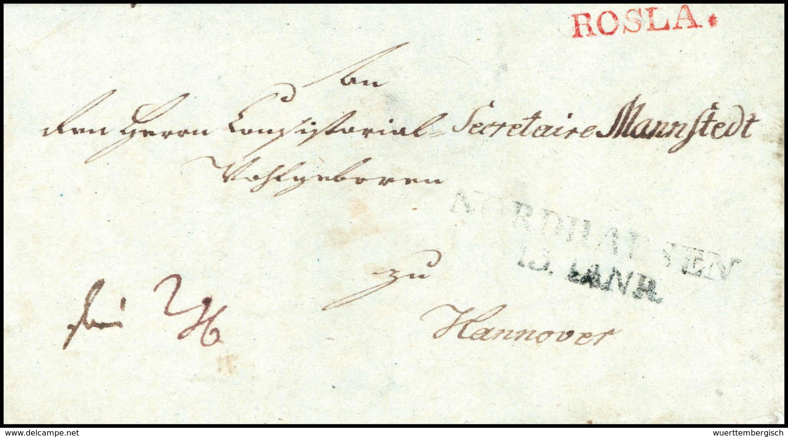 1822, ROSLA., Roter L1 Ideal Auf Prachtbrief Nach Hannover, Vs. Transitstempel NORDHAUSEN. - Altri & Non Classificati