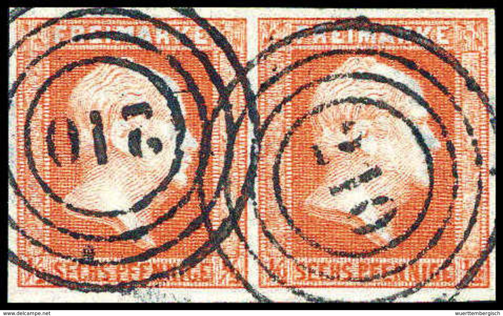 Gest. ½ Sgr., Waagr. Luxuspaar Mit Zwei Schönen Stempeln "210" BUNZLAU.<br/><b>Katalogpreis: 160,-+</b> (Michel: 1(2)) - Sonstige & Ohne Zuordnung