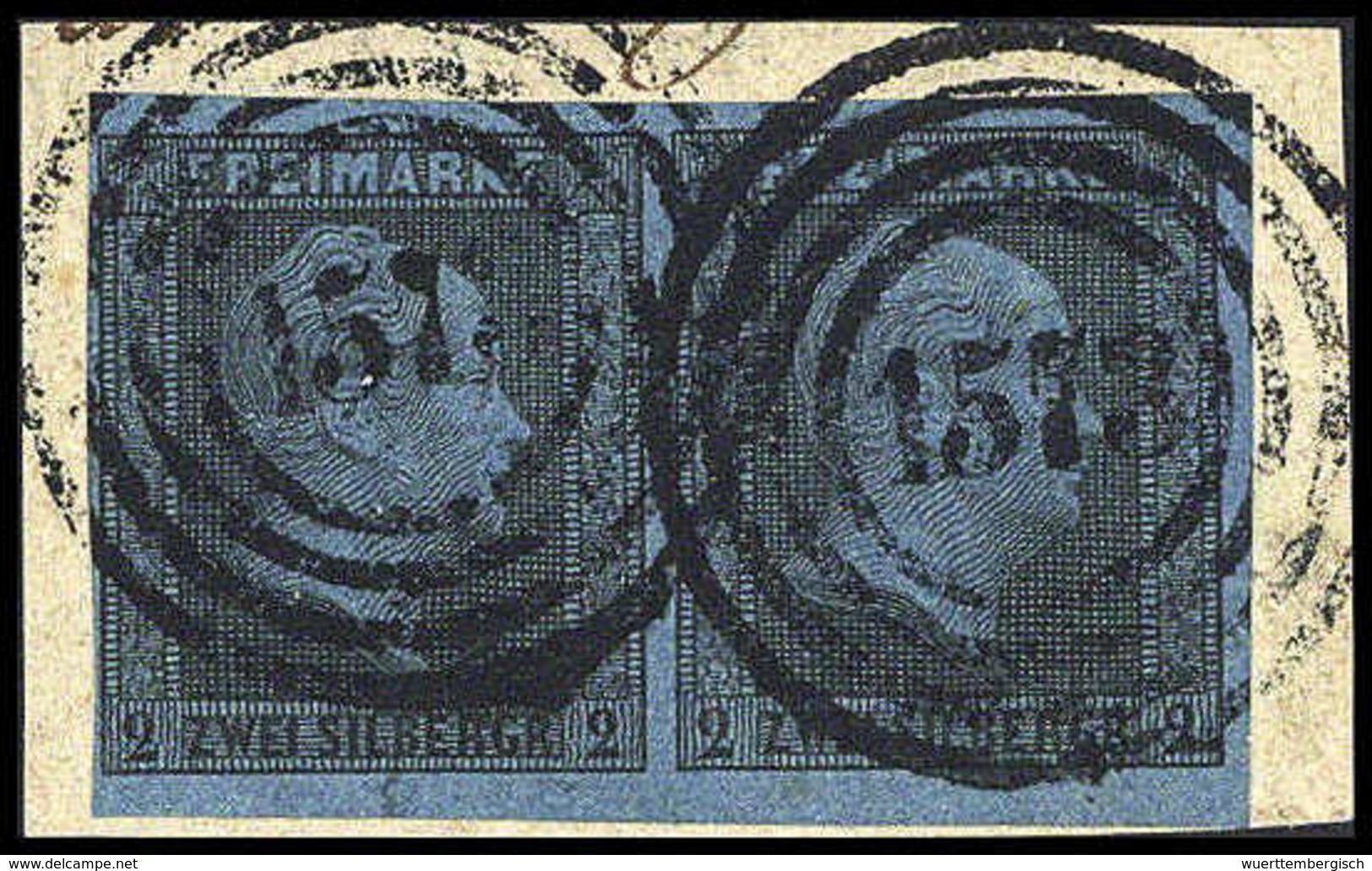 Briefst. 2 Sgr., Waagr. Kab.-Unterrandpaar Auf Bfstk., Zentr. Stempel "1573" WALDOWSTRINK. (Michel: 3(2)) - Autres & Non Classés