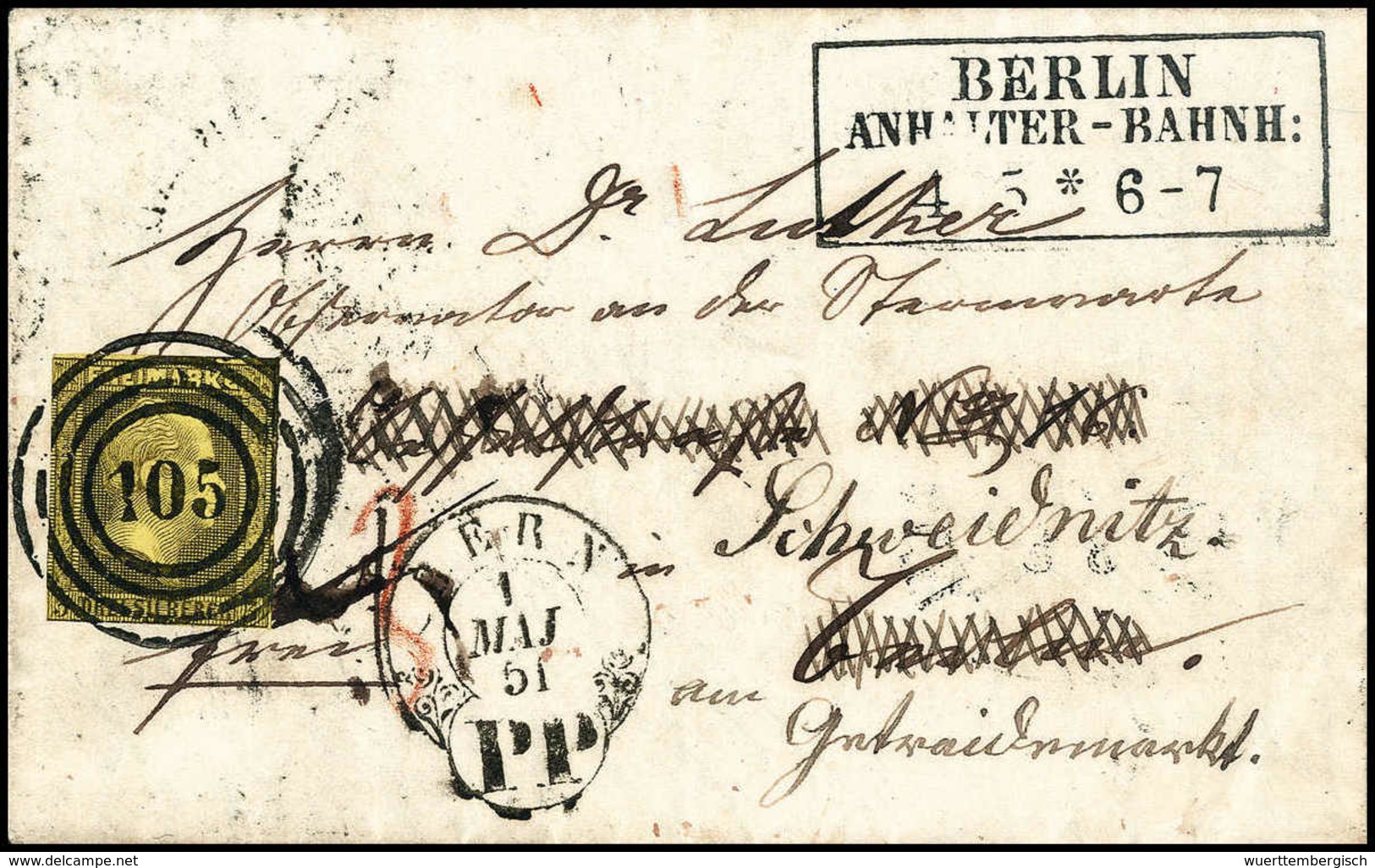 Beleg Weiterleitung: 1851, Barfrankierter Brief Aus Bern Nach Berlin, Dort Nicht Zustellbar, Neu Adressiert Und Nach Sch - Other & Unclassified