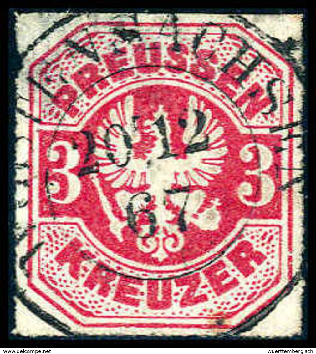 Gest. 3 Kr., Frisches Exemplar (kl. Mgl.) Mit Genau Zentr. Und Klar Aufges. K2 WÜSTENSACHSEN 20/12 67. Stempel-Seltenhei - Sonstige & Ohne Zuordnung