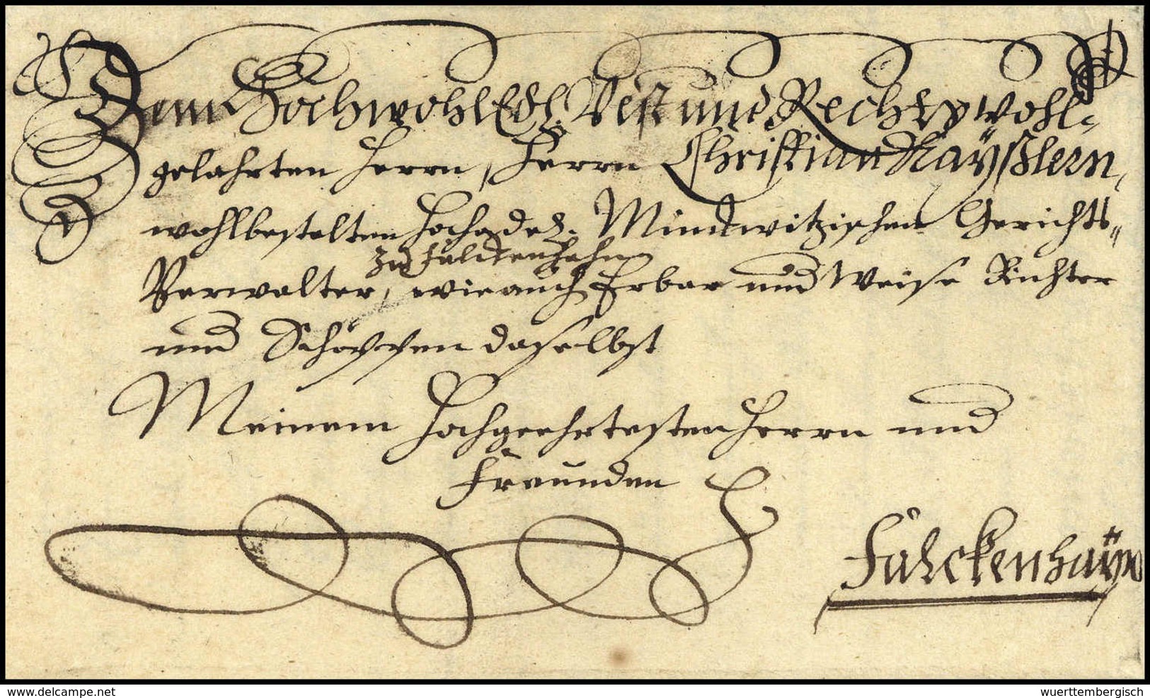 Beleg 1733, Falkenhayn, Schöner Kab.-Schnörkelbrief Nach Dorthin. - Autres & Non Classés