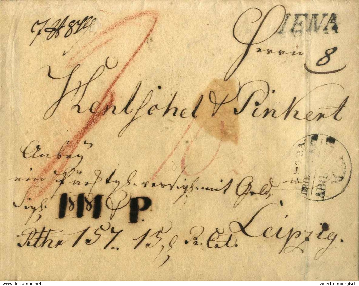 Beleg 1828, Leipzig, Geldbrief Von Jena Nach Dorthin Mit Vs. Posthorn-K1 "Brieftr. Expedition Abgeholt". - Sonstige & Ohne Zuordnung