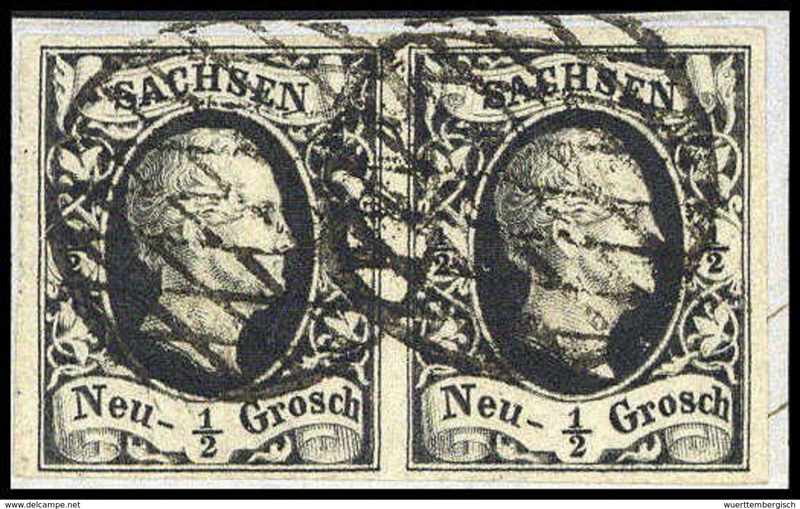 Briefst. ½ Ngr., Waagr. Luxuspaar Mit Sauberen VG Auf Bfstk.<br/><b>Katalogpreis: 150,-+</b> (Michel: 3b(2)) - Autres & Non Classés