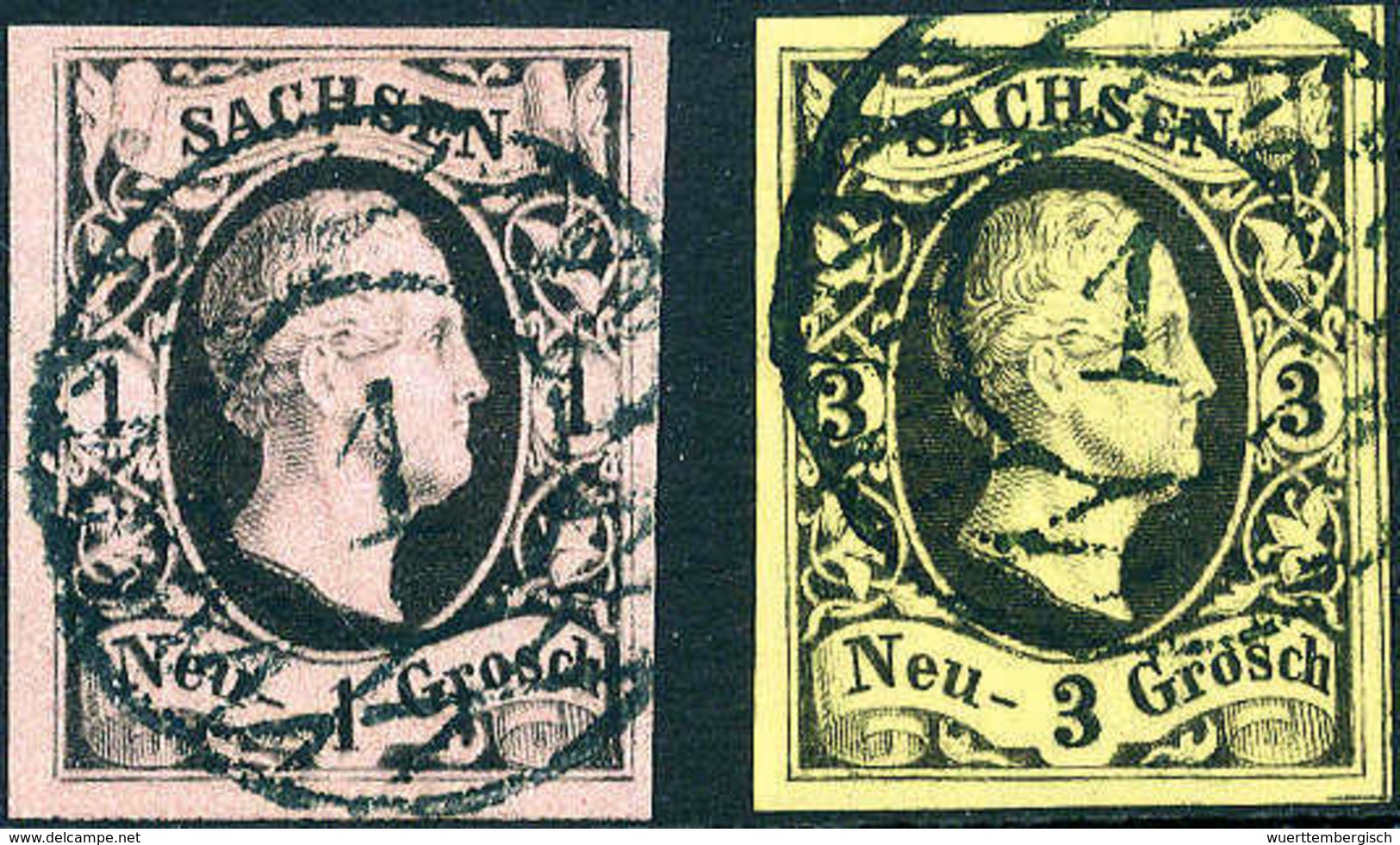 Gest. 1 Und 3 Ngr., Luxusstücke Mit Je Idealem Stempel "1" DRESDEN. (Michel: 4IIa,6) - Altri & Non Classificati