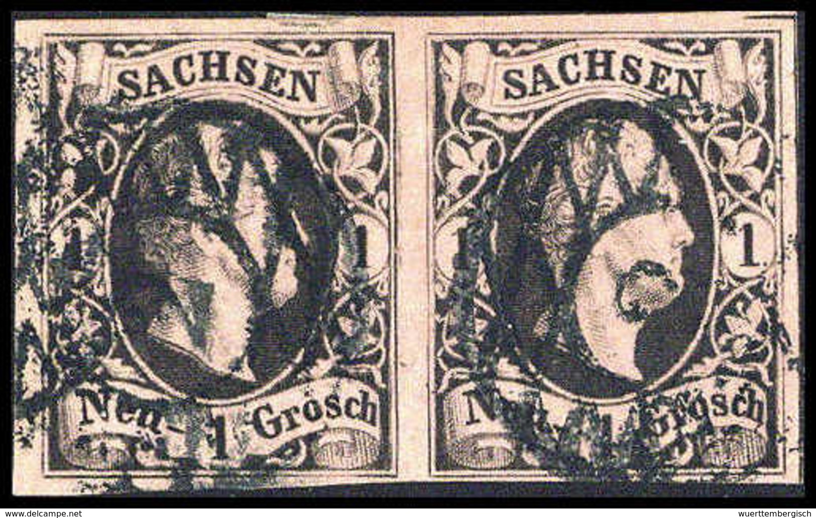 Gest. 1 Ngr., Waagr. Kab.-Paar Mit Zentr. Stempel "2" LEIPZIG.<br/><b>Katalogpreis: 280,-</b> (Michel: 4IIb(2)) - Sonstige & Ohne Zuordnung