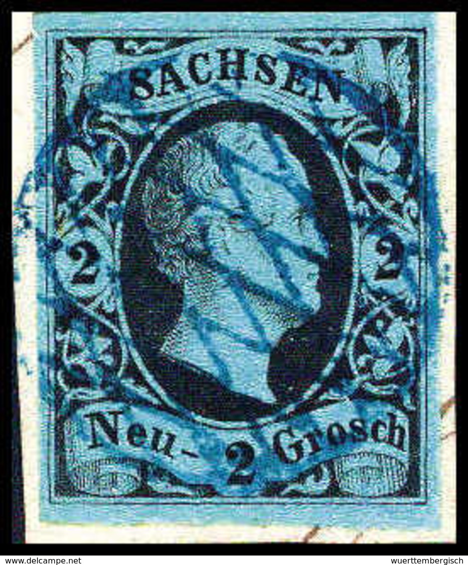 Briefst. 2 Ngr., Luxus-Bfstk. Mit Genau Zentr., Klar Aufges. Vollgitterstempel In Blau. Selten. (Michel: 5) - Altri & Non Classificati