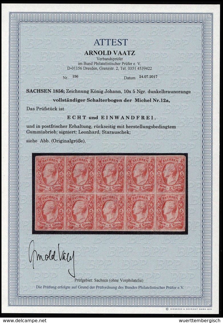 ** Originalbogen 5 Ngr.: 5 Ngr. Dunkelbraunorange, Postfrischer Originalbogen Zu Zehn Marken. Ringsum Perfekt Geschnitte - Other & Unclassified