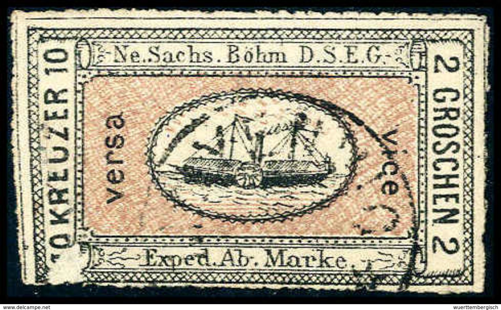 Gest. Sächsisch-Böhmische Dampfschiffahrts-Gesellschaft: 1867, 10 Kr./2 Gr. Braun/schwarz A. Weiß, Farbfrisches Exemplar - Altri & Non Classificati