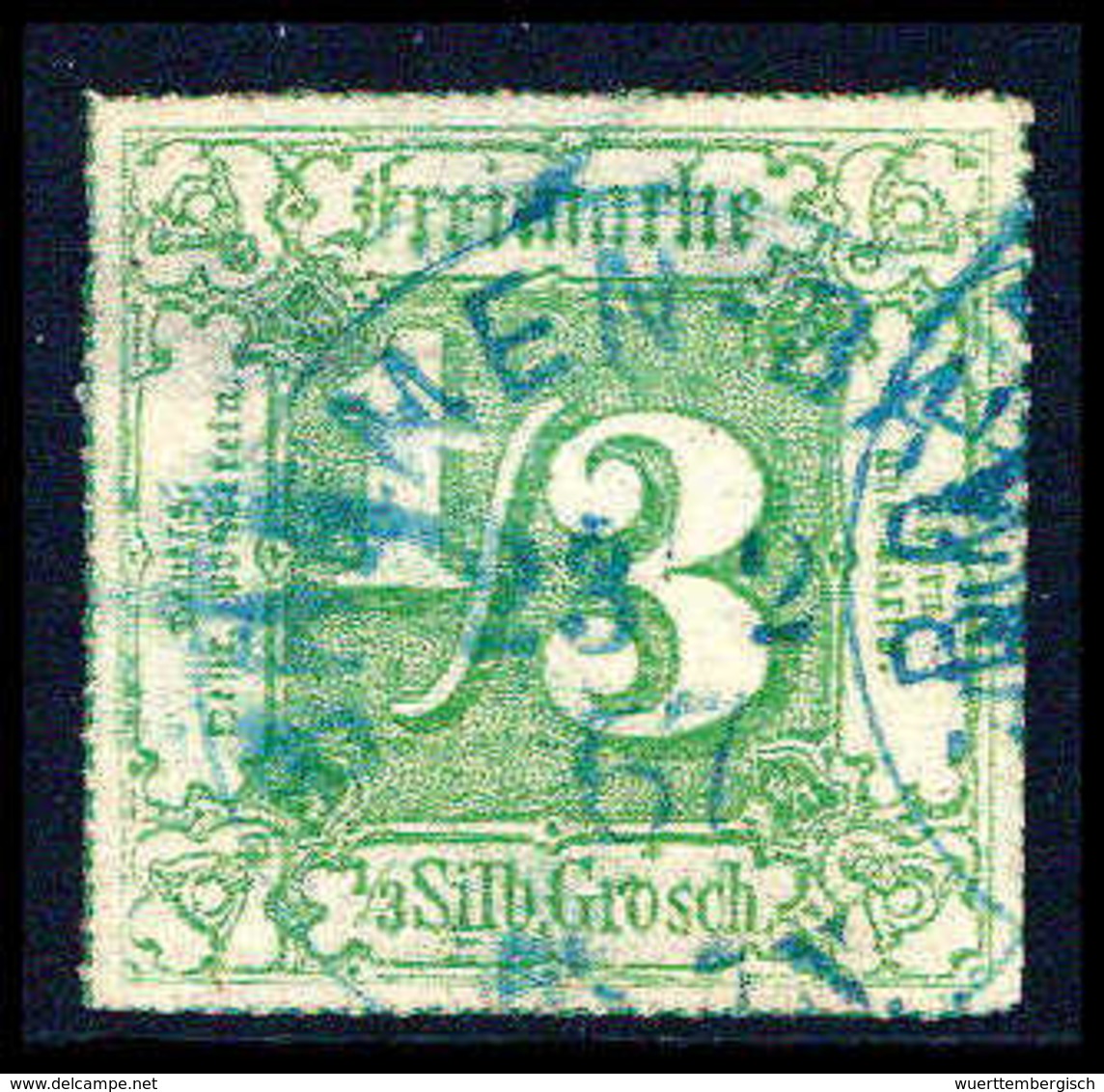 Gest. 1/3 Sgr., Farbfrisches Exemplar Mit Blauem K1 BREMEN-BAHNHF. 23/2 67 (rs. Aufgerauht).<br/><b>Katalogpreis: 750,-< - Altri & Non Classificati