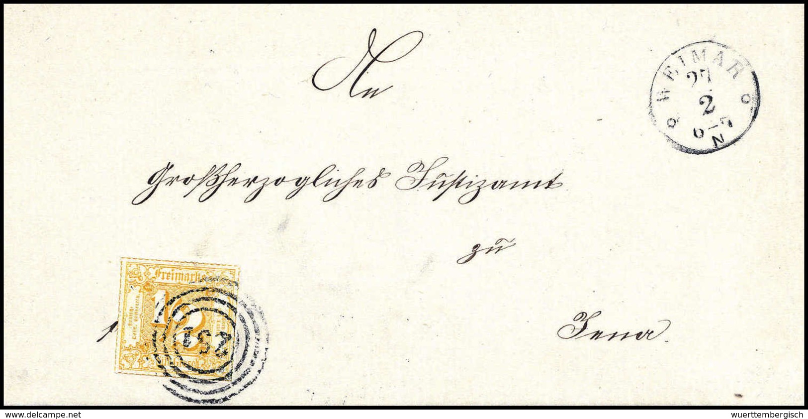 ½ Sgr., Schöner Weißer Luxusbrief Mit Stempel "251" WEIMAR, Sign. Sommer BPP.<br/><b>Katalogpreis: 300,-</b> (Michel: 47 - Autres & Non Classés
