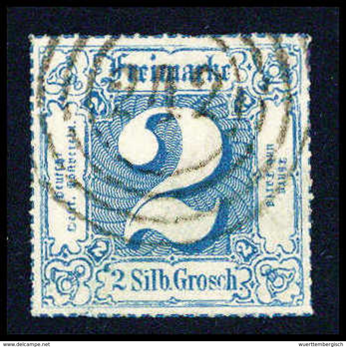 Gest. 2 Sgr. Dunkelblau, Besonders Tiefe Farbe, Luxusstück Mit Gerade Aufges. Stempel "242" RUHLA. Für Hohe Ansprüche, F - Autres & Non Classés