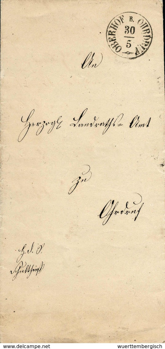 Beleg OBERHOF B. OHRDRUF 30/5 (1862), Idealer K1 Auf Schönem, Senkr. Geschriebenem  Nahdistanzbrief. - Autres & Non Classés