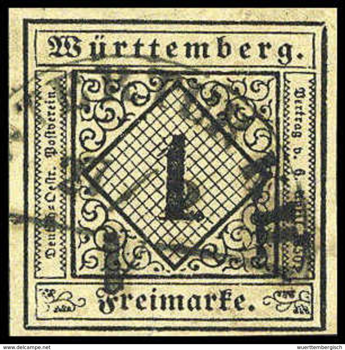 Gest. 1 Kr., Kab.-Stück Mit Sauber Aufges. Bahnstempel UNTERTÜRKH., Sign. Irtenkauf BPP. (Michel: 1a) - Other & Unclassified