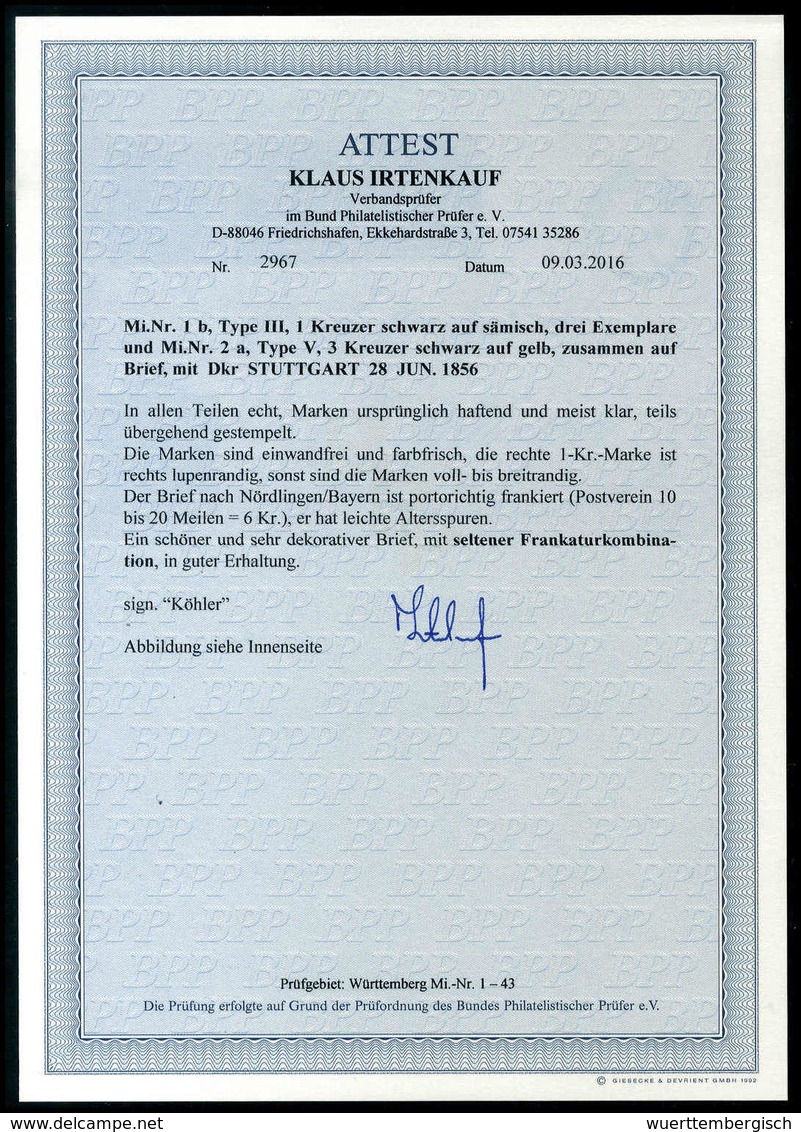 Beleg 1 Kr., Drei Voll- Bis Breitrandige Und Besonders Tieffarbige Exemplare, Zusammen Mit Ebenfalls Tadelloser 3 Kr. A. - Sonstige & Ohne Zuordnung