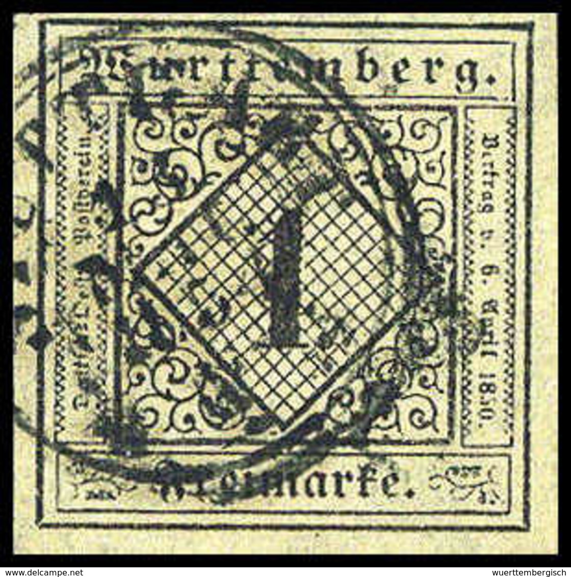 Gest. 1 Kr., Seidenpapier, Gestplt. Prachtstück.<br/><b>Katalogpreis: 300,-</b> (Michel: 1yb) - Sonstige & Ohne Zuordnung