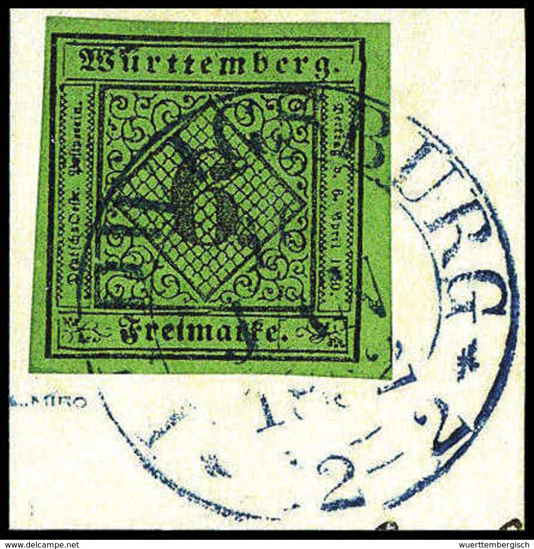 Briefst. 6 Kr., Luxus-Bfstk. Mit Blauem Wagenrad-K2 LUDWIGSBURG. (Michel: 3a) - Sonstige & Ohne Zuordnung