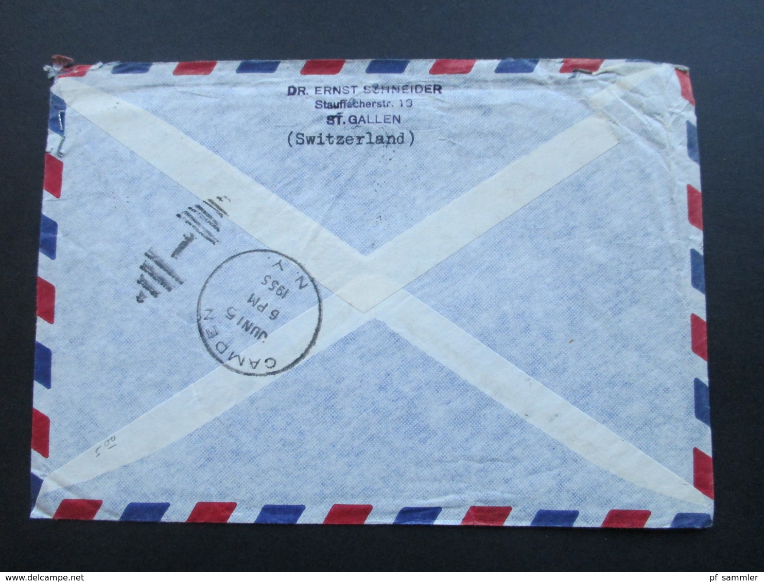 Schweiz 1955 Air Mail Pro Patria  MiF An Die Radio Corporation Camden New York. - Storia Postale