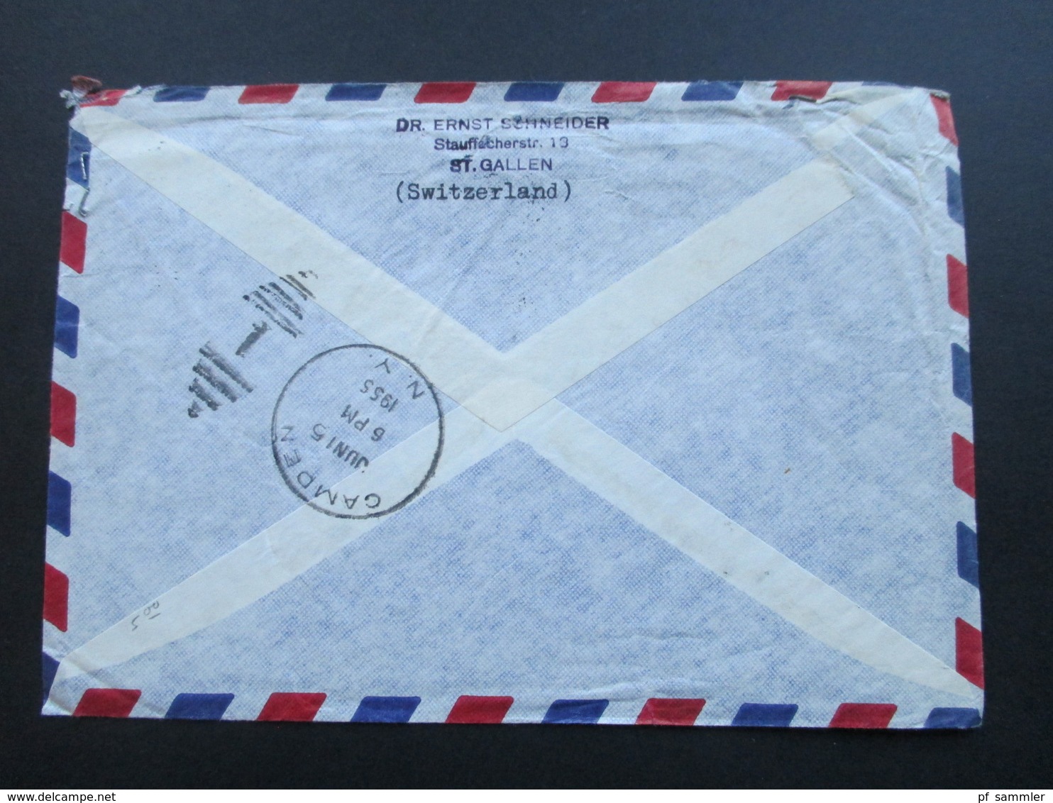Schweiz 1955 Air Mail Pro Patria  MiF An Die Radio Corporation Camden New York. - Lettres & Documents