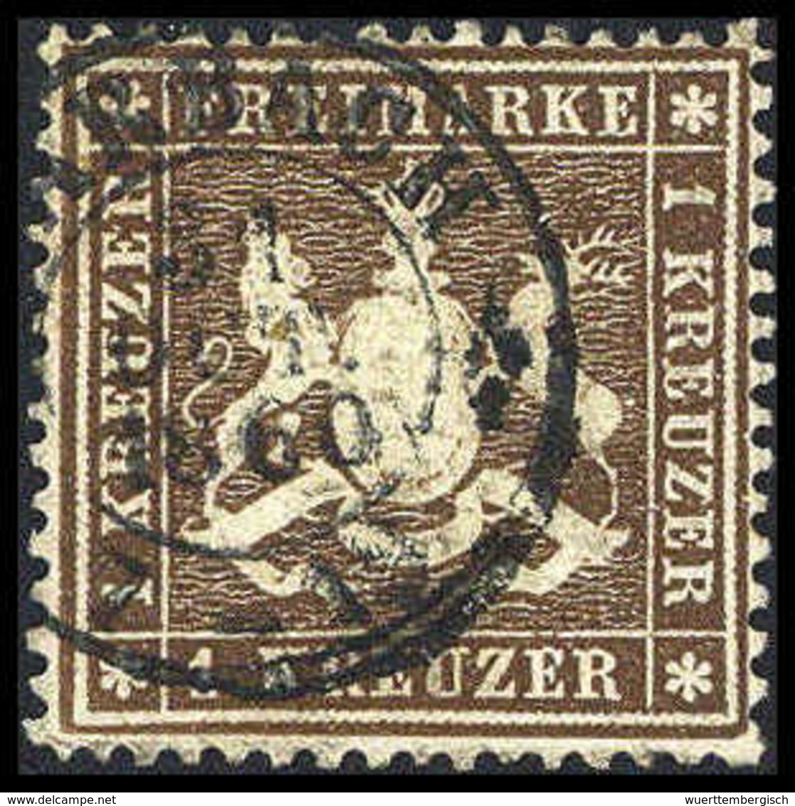 Gest. 1 Kr., Kab.-Stück Mit K2 MARBACH, Sign. Thoma BPP.<br/><b>Katalogpreis: 160,-</b> (Michel: 16xa) - Autres & Non Classés